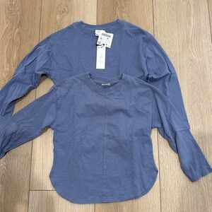 Two Zara Long Sleeve 100% Cotton Crew Necks in Slate Grey